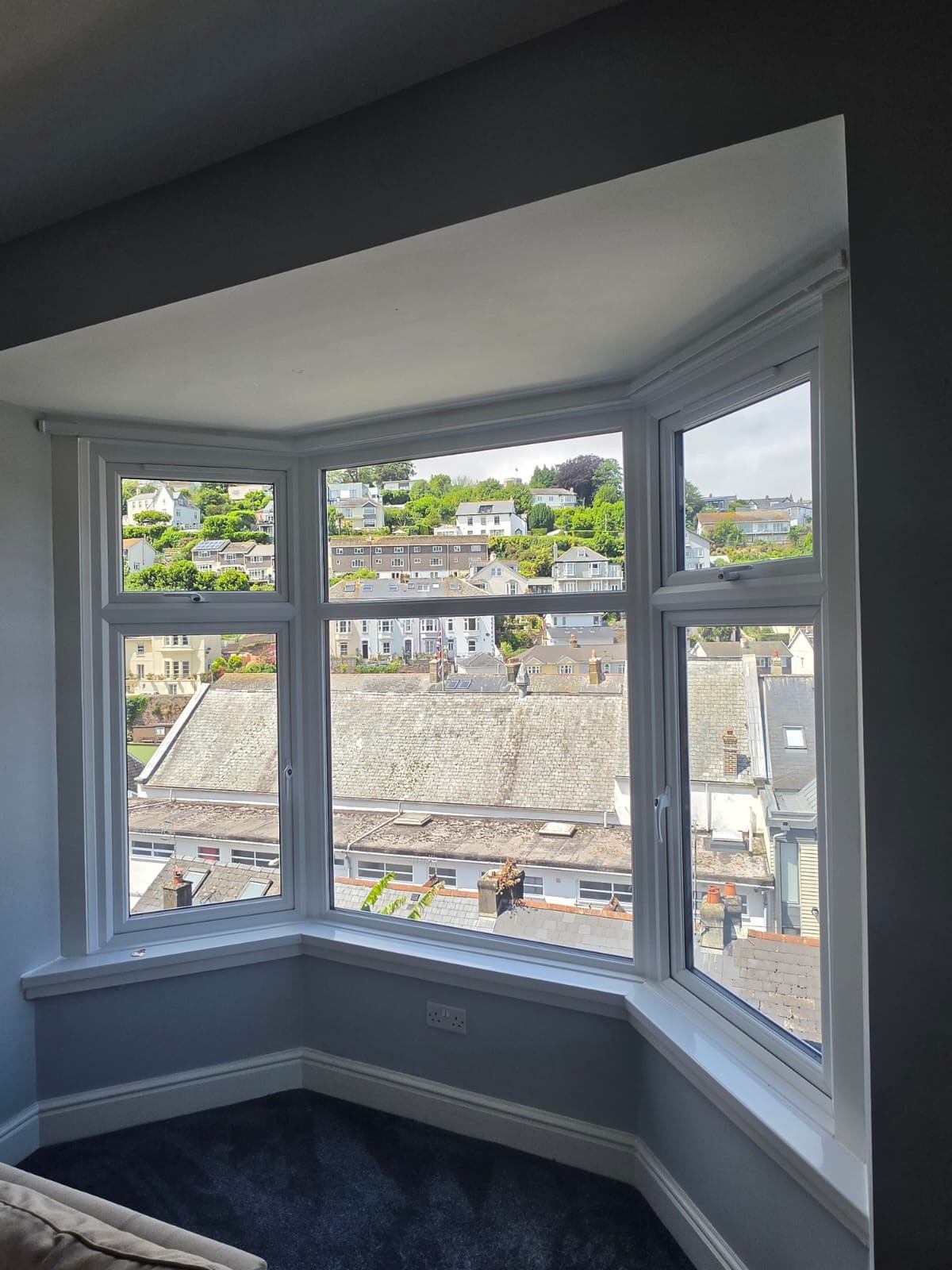 White uPVC bay window installed by The Window Centre in Dartmouth, Devon